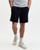 wax london men's Sam - Navy Textured Waffle Shorts