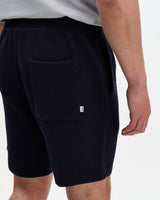 wax london men's Sam - Navy Textured Waffle Shorts