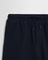 wax london men's Sam - Navy Textured Waffle Shorts