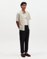 wax london men's Sears - Natural And Navy Stripe Seersucker Zip Short-Sleeve Shirt