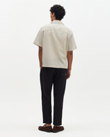 wax london men's Sears - Natural And Navy Stripe Seersucker Zip Short-Sleeve Shirt
