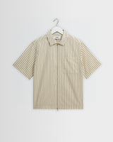 wax london men's Sears - Natural And Navy Stripe Seersucker Zip Short-Sleeve Shirt
