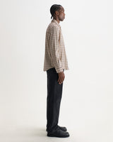 wax london men's Shelly - Ecru And Red Check Dobby Cotton Shirt