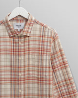 wax london men's Shelly - Rust And Multicolour Seersucker Flannel Shirt