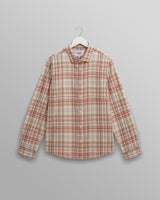 wax london men's Shelly - Rust And Multicolour Seersucker Flannel Shirt
