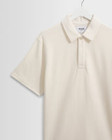wax london men's Shore - Ecru Textured Organic Cotton Polo Shirt