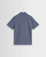 wax london men's Shore - Mid Blue Textured Short-Sleeve Polo Shirt