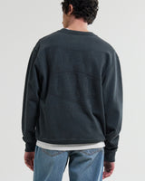 Sidney - Washed Black Embroidered Loopback Cotton Sweatshirt