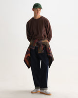 wax london men's Sidney - Washed Brown Loopback Cotton Sweatshirt