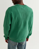 wax london men's Sidney - Washed Green Embroidered Loopback Cotton Sweatshirt