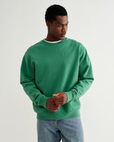 wax london men's Sidney - Washed Green Embroidered Loopback Cotton Sweatshirt