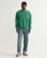 wax london men's Sidney - Washed Green Embroidered Loopback Cotton Sweatshirt