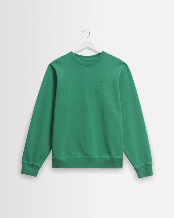 wax london men's Sidney - Washed Green Embroidered Loopback Cotton Sweatshirt