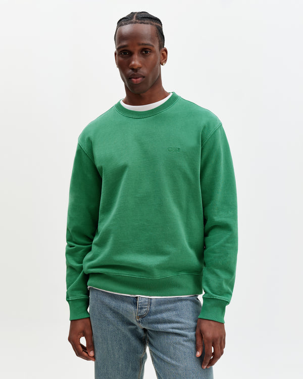 wax london men's Sidney - Washed Green Loopback Cotton Sweatshirt