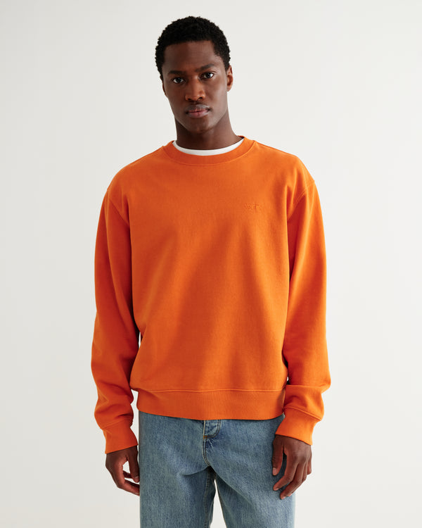 wax london men's Sidney - Washed Orange Loopback Cotton Sweatshirt