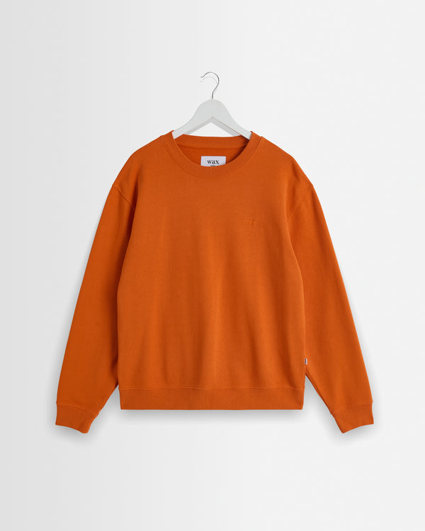 wax london men's Sidney - Washed Orange Loopback Cotton Sweatshirt