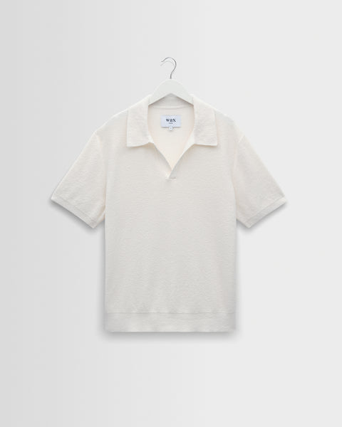 Siena - Ecru Boucle Knitted Polo Shirt