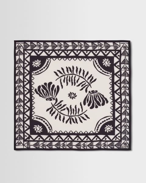 Sloane - Navy And Ecru Painted Flower Neck Scarf