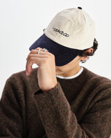 wax london men's Spencer - Ecru And Navy Corduroy Sports Cap
