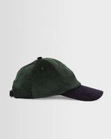 wax london men's Spencer - Green And Navy Corduroy Sports Cap