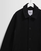 wax london men's Stan - Black Wool-Twill Car Coat
