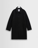 wax london men's Stan - Black Wool-Twill Car Coat