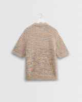 wax london men's Tellaro - Multicolour Twist Knitted Cotton Polo Shirt