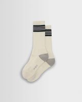 wax london men's Thorpe - Ecru And Green Preppy Stripe Socks