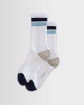 Thorpe - White And Navy Block Stripe Sports Socks