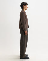 wax london men's Tristan - Chocolate Brown Fluffy Long-Sleeve Knitted Polo