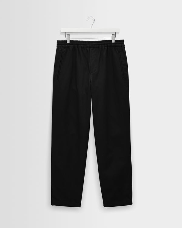 wax london men's Tyne - Black Cotton Tencel Loose Fit Trousers