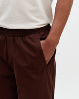 wax london men's Tyne - Dark Brown Cotton Poplin Loose Fit Trousers