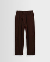 wax london men's Tyne - Dark Brown Cotton Poplin Loose Fit Trousers