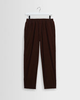wax london men's Tyne - Dark Brown Cotton Poplin Loose Fit Trousers