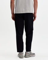 wax london men's Tyne - Navy Cotton Poplin Loose Fit Trousers