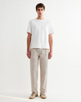 wax london men's Tyne - Stone Cotton Tencel Loose Fit Trousers