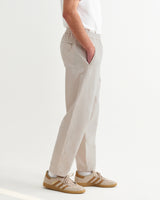 wax london men's Tyne - Stone Cotton Tencel Loose Fit Trousers