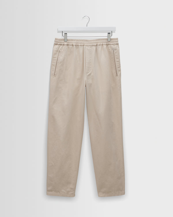 wax london men's Tyne - Stone Cotton Tencel Loose Fit Trousers