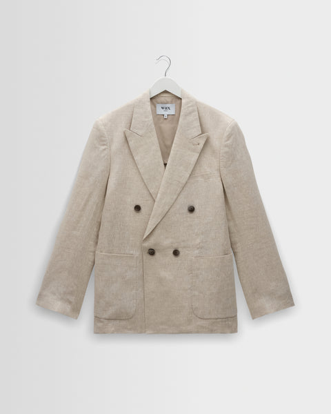 Vigo - Natural Linen Double-Breasted Blazer