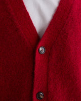 wax london men's Walker - Red Fluffy Wool Knit Cardigan