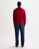 wax london men's Walker - Red Fluffy Wool Knit Cardigan