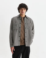 wax london men's Whiting - Black And Ecru Dizzy Weave Overshirt
