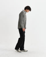 wax london men's Whiting - Black And Ecru Dizzy Weave Overshirt