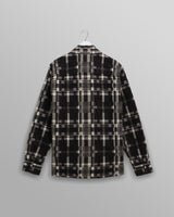 wax london men's Whiting - Black And Ecru Glitch Check Overshirt