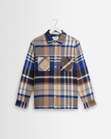 wax london men's Whiting - Blue And Tan Bold Check Overshirt