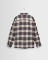 wax london men's Whiting - Ecru And Green Hutton Check Overshirt