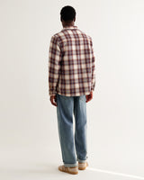 wax london men's Whiting - Ecru And Multicolour Hutton Check Overshirt