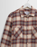 wax london men's Whiting - Ecru And Multicolour Hutton Check Overshirt