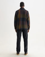 wax london men's Whiting - Green And Brown Tempo Check Overshirt