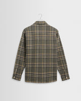 wax london men's Whiting - Green Wool Check Overshirt
